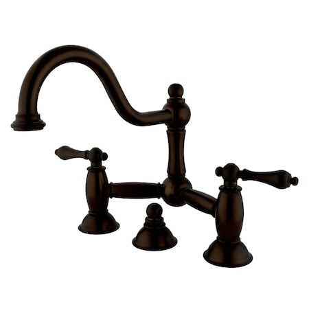 Kingston Brass KS3915AL Restoration Bathroom Bridge Faucet, Oil Rubbed Bronze KS3915AL